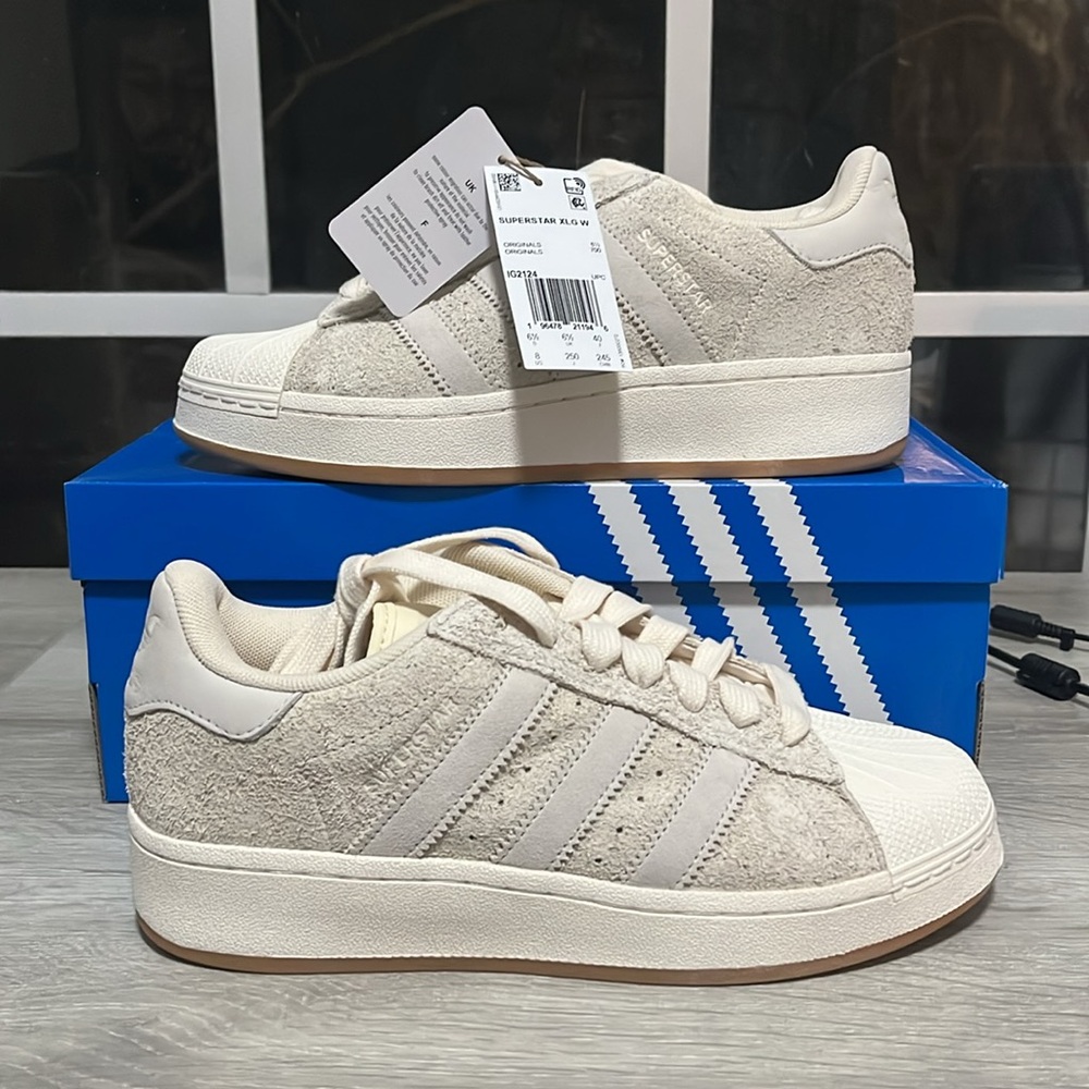 NWT Adidas Originals Superstar XLG Women's Shoes - Beige/Wonder White - IG2124 - Picture 2 of 11